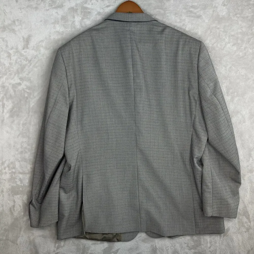 Bertolini Sport Coat Men's 48R Silk Wool Gray Plaid Super 140s Blazer Academia